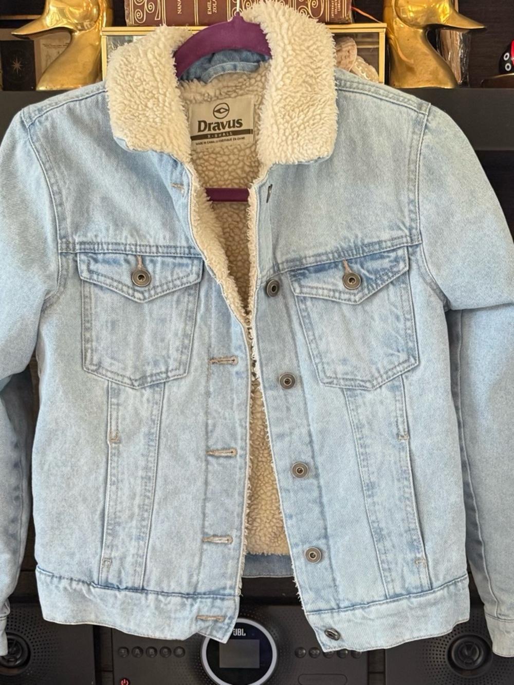Dravus Light Blue Sherpa-Lined Denim Jacket